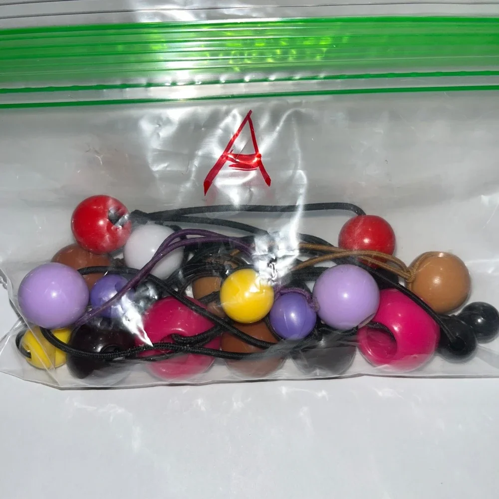 Twin Bead Ball Hair Knocker‎ Lot of 12 Ponytail Holders Elastics Colorful